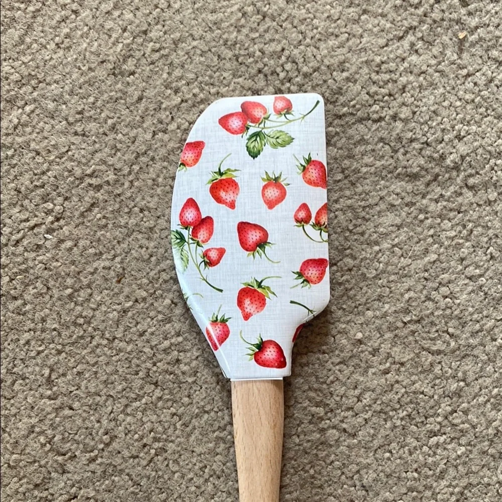 Strawberry Print Spatula with Wooden Handle